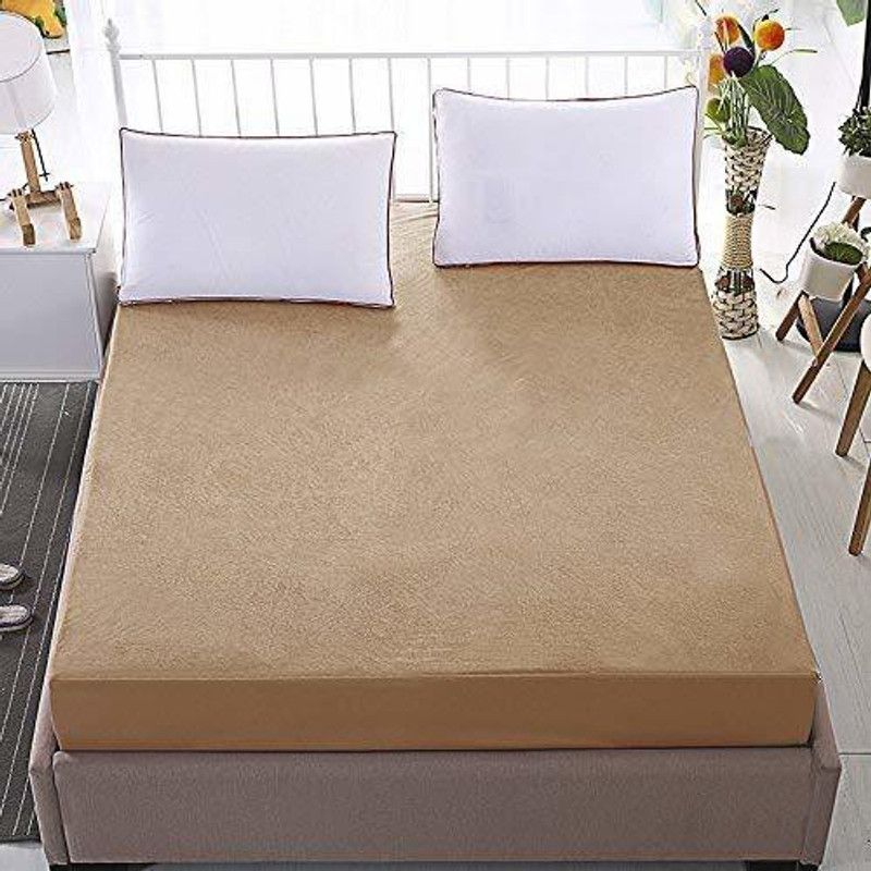 AkiN Elastic Strap King Size Waterproof Mattress Cover  (Brown)
