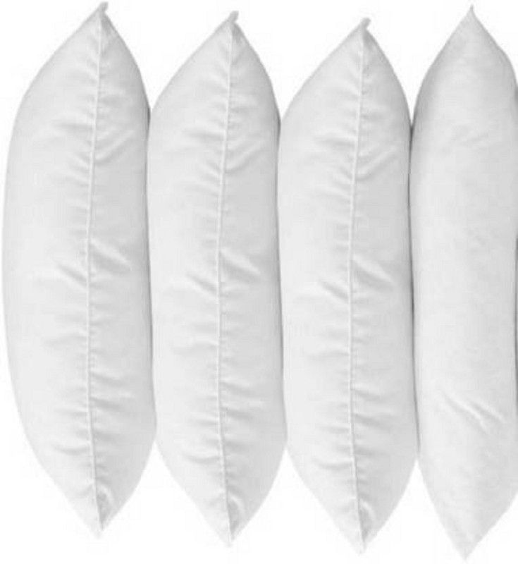 GKM Microfibre Solid Sleeping Pillow Pack of 4  (White)