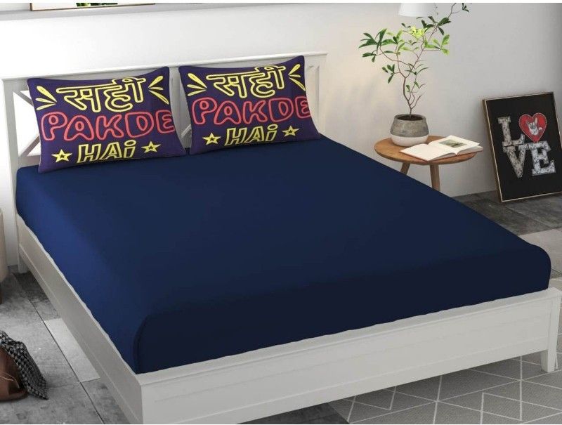 251 TC Microfiber Double King Solid Bedsheet  (Pack of 1, Blue)