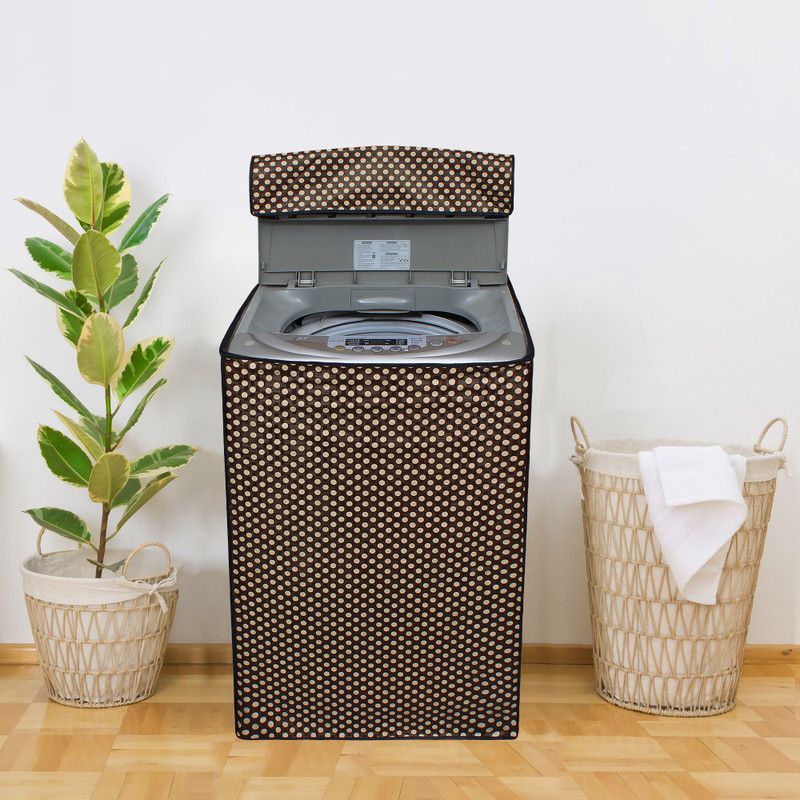 Glassiano Top Loading Washing Machine Cover  (Width: 53.34 cm, Brown, Beige)