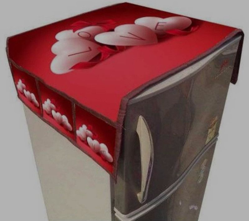 DeeKay Refrigerator Cover  (Width: 96 cm, Red)