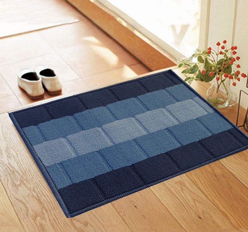 Ishaan handloom Polycotton Door Mat  (Blue, Medium, Pack of 2)