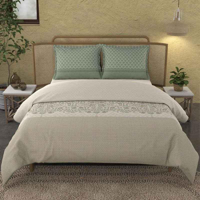 TRIDENT Striped King Comforter for AC Room  (Cotton, Kalamkari Olive)