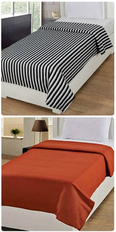 Supreme Home Collective Striped, Solid Single Fleece Blanket for Mild Winter  (Polyester, Multicolor)