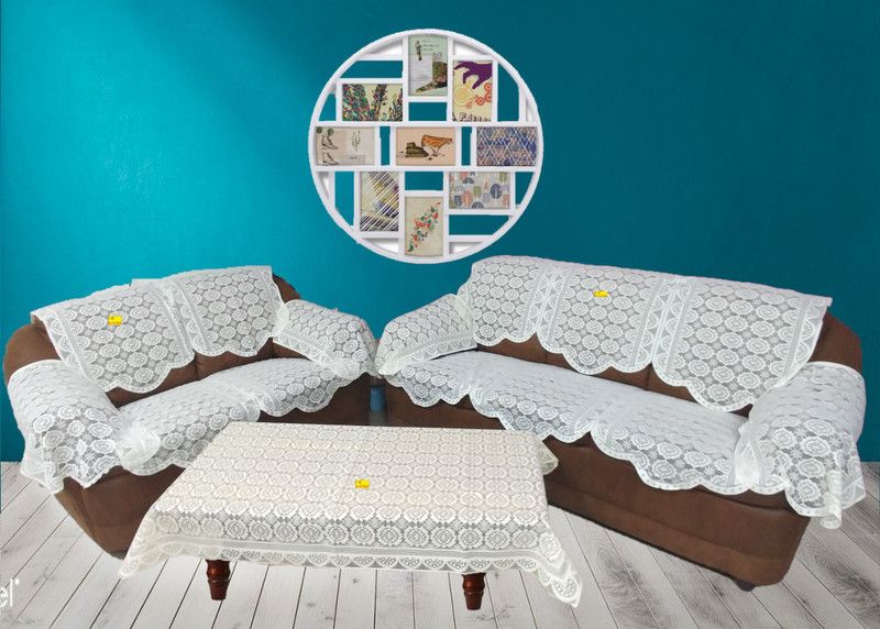 Polyester, Cotton, Lace, Polycotton, Pet Friendly Sofa Cover  (Pristine White Pack of 15)