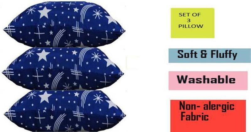 indo creation Cotton Geometric Sleeping Pillow Pack of 3  (Blue)
