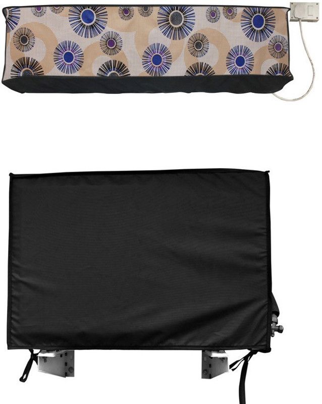 KingMatters Air Conditioner Cover  (Width: 86 cm, Khaki, Silver)