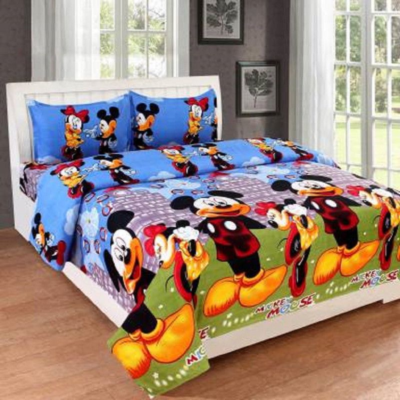 CECARO 160 TC Microfiber, Polycotton Queen Cartoon Flat Bedsheet  (Pack of 1, Multicolor)