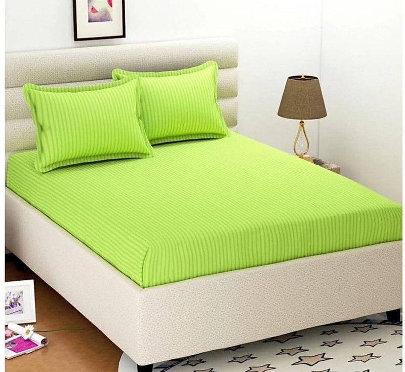 FLOURISHING HOMES 300 TC Cotton Double Solid Flat Bedsheet  (Pack of 1, Green)