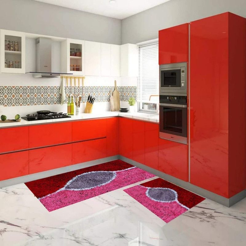 Gourav textile Cotton Floor Mat  (Red, Free, Pack of 2)