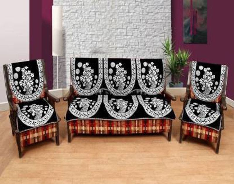 moninfinity Cotton Abstract Chair Cover  (Multicolor Pack of 6)