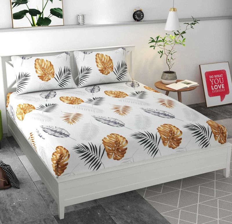 igi 144 TC Microfiber Queen Printed Flat Bedsheet  (Pack of 1, Multicolor)