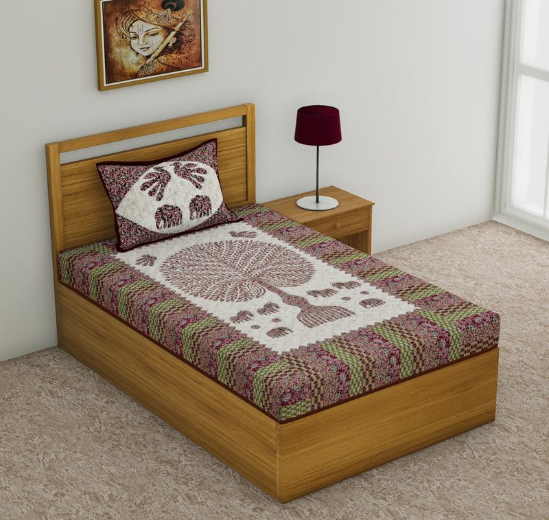 Cotton Single Bedsheet  (Pack of 1, WINE)
