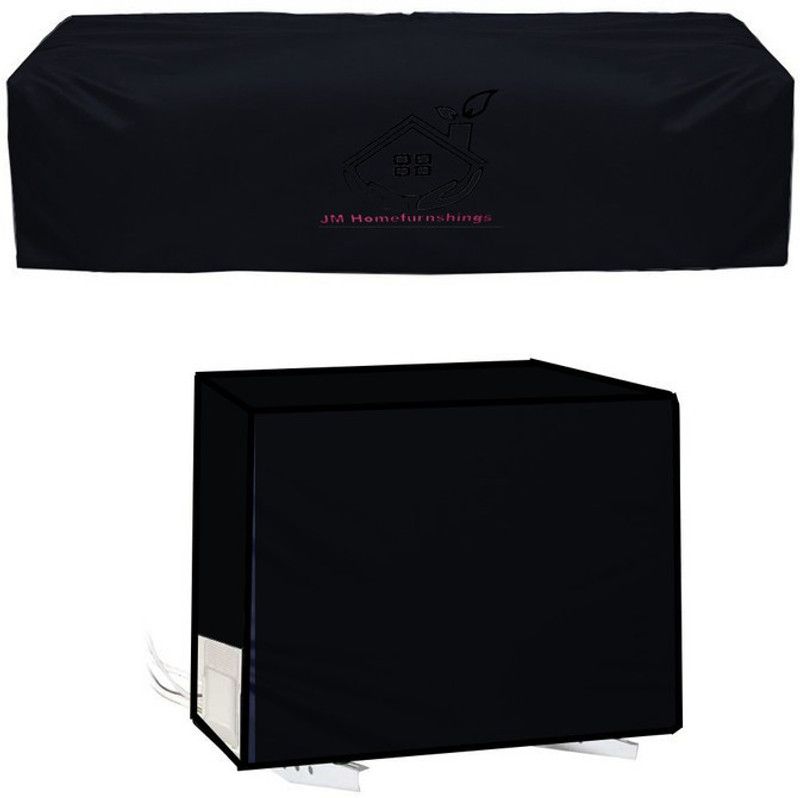 JM Homefurnishings Air Conditioner Cover  (Width: 103 cm, Black)