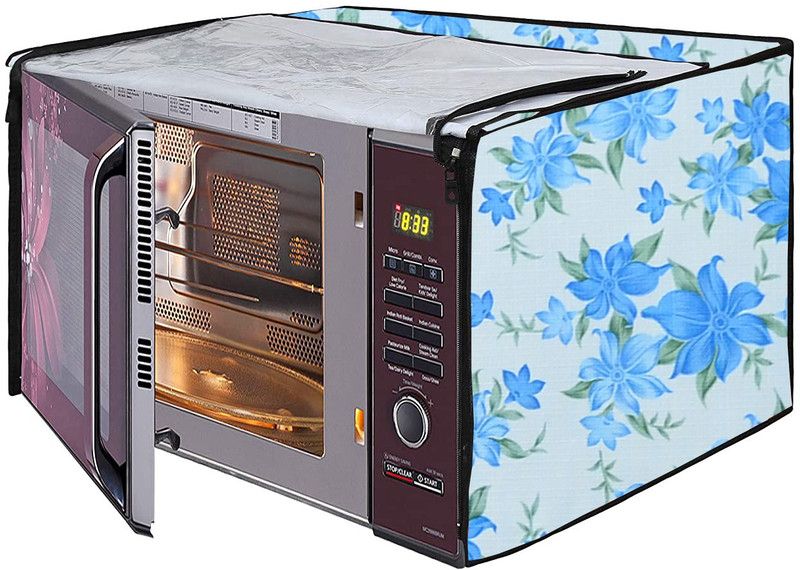 AAVYA UNIQUE FASHION Microwave Oven Cover  (Width: 55 cm, White,Blue)