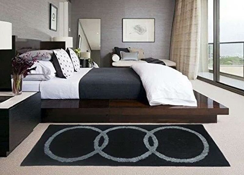 ROYAL TREND Polyester Floor Mat  (black and grey, Free)
