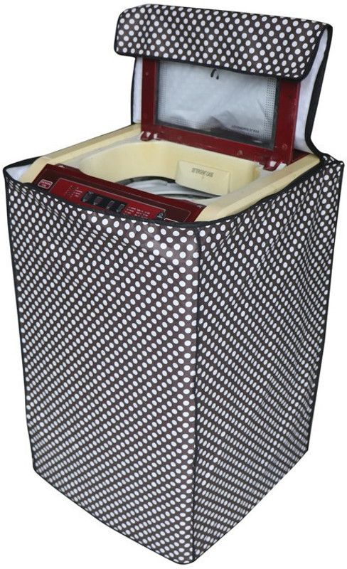 KingMatters Top Loading Washing Machine Cover  (Width: 62 cm, White, Black)
