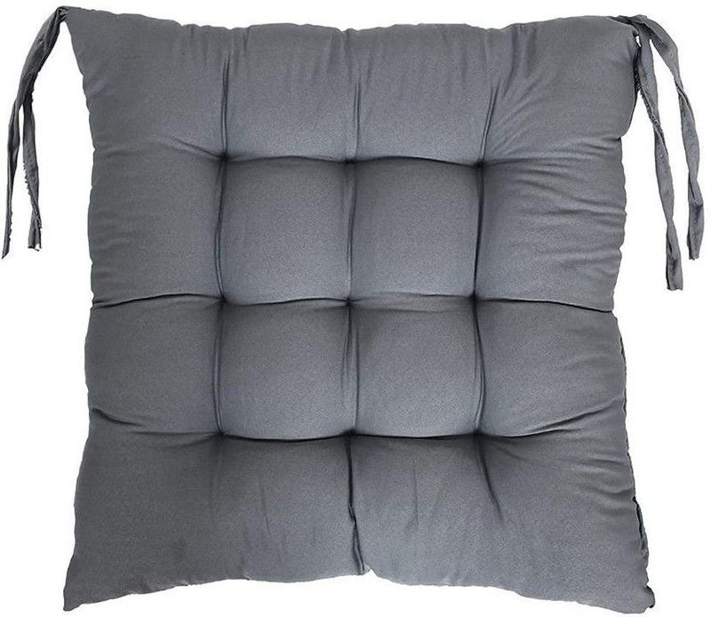 Manrabond Microfibre Solid Chair Pad Pack of 2  (Grey)