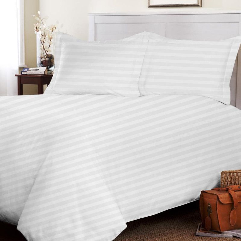 A R 200 TC Cotton Crib Striped Flat Bedsheet  (Pack of 1, White)