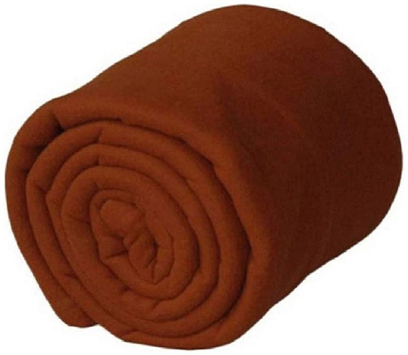 Akline Solid Double Fleece Blanket for AC Room  (Polyester, Brown)