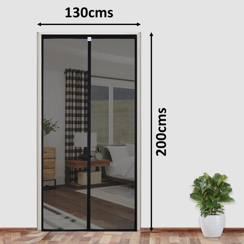 Lifekrafts Polyester Adults Washable Auto-Closing Magnetic Door Mosquito Net  (Black-200*130cms, Frame Hung)