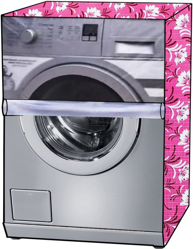 KVAR Front Loading Washing Machine Cover  (Width: 62 cm, Transparent, Pink)