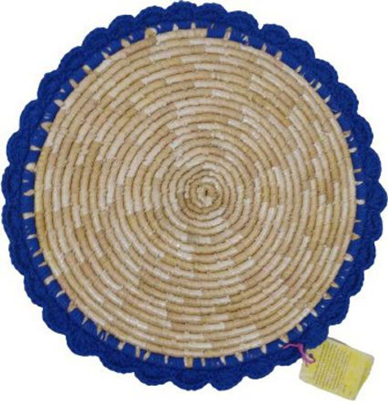 Samuday Crafts Round Pack of 1 Table Placemat  (Blue, Straw)