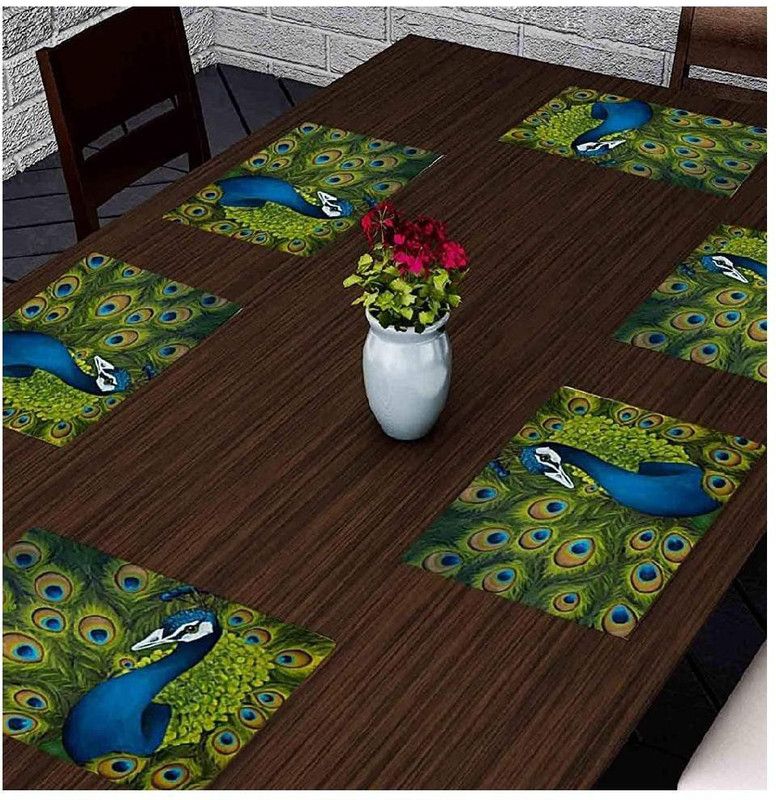 Trendy Home Decor Rectangular Pack of 6 Table Placemat  (Green, PVC)