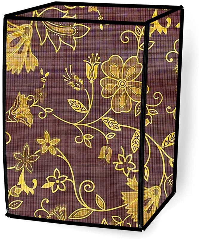 JM Homefurnishings Front Loading Washing Machine Cover  (Width: 61 cm, Dark Brown, Gold)