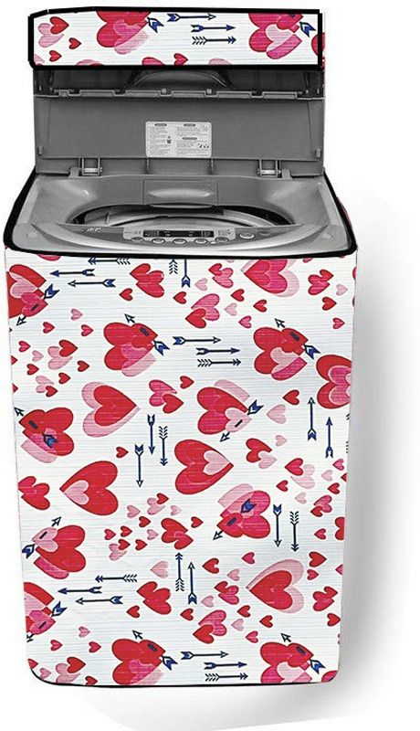 JM Homefurnishings Top Loading Washing Machine Cover  (Width: 53 cm, Pink, White)