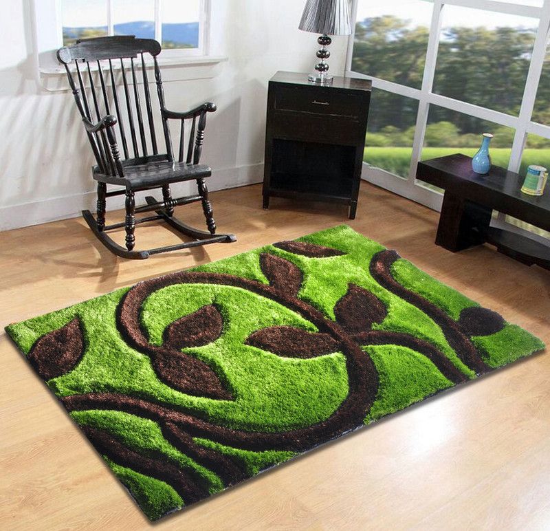 FURNISHINGLAND Green Polyester Carpet  (120 cm, X 180 cm, Rectangle)