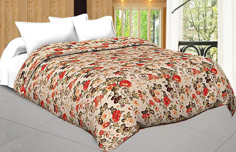 indicum Motifs, Printed, Floral, Paisley, Checkered Double AC Blanket for AC Room  (Poly Cotton, Red)