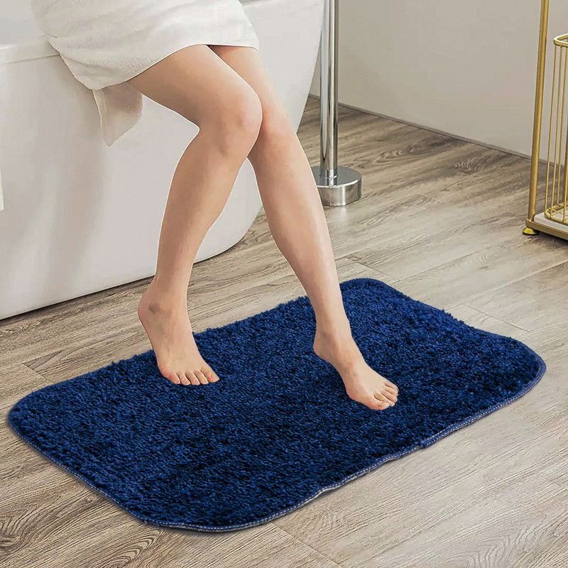 HOMEMONDE Polyester Floor Mat  (Blue, Small)