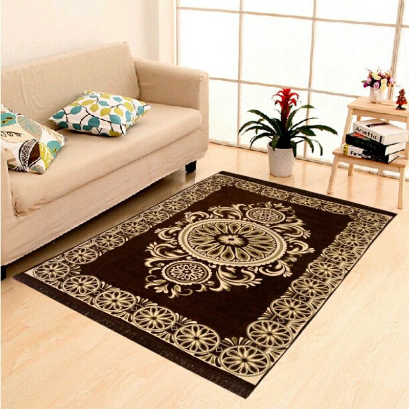 MB Mr. Badoli Brown Cotton Carpet  (121 cm, X 183 cm, Rectangle)