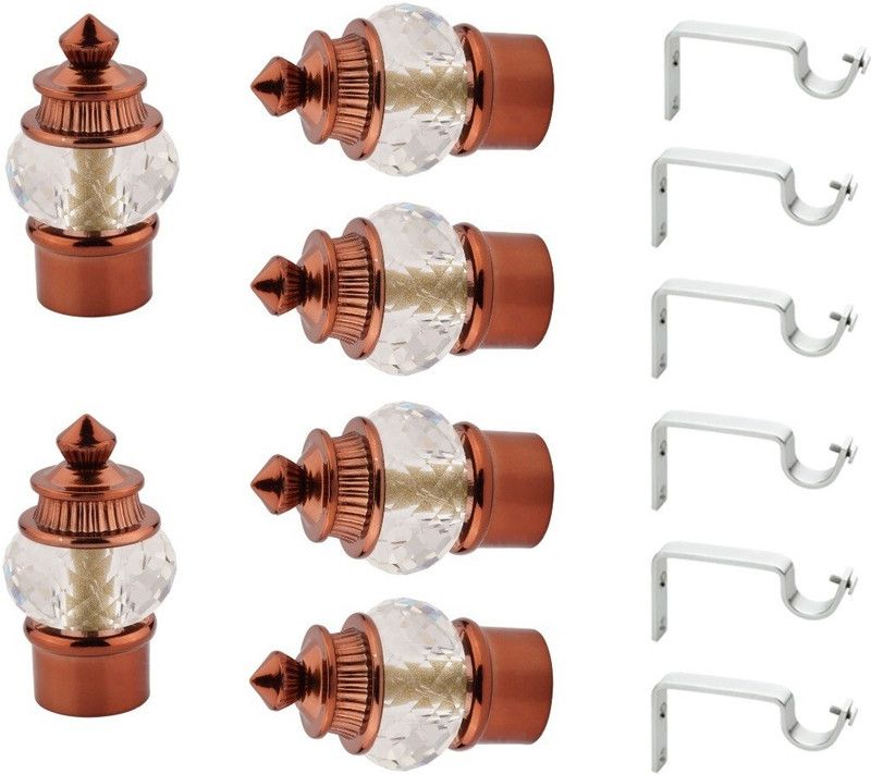 SHIVRATRI Maroon Rod Rail Bracket, Curtain Knobs Metal  (Pack of 12)