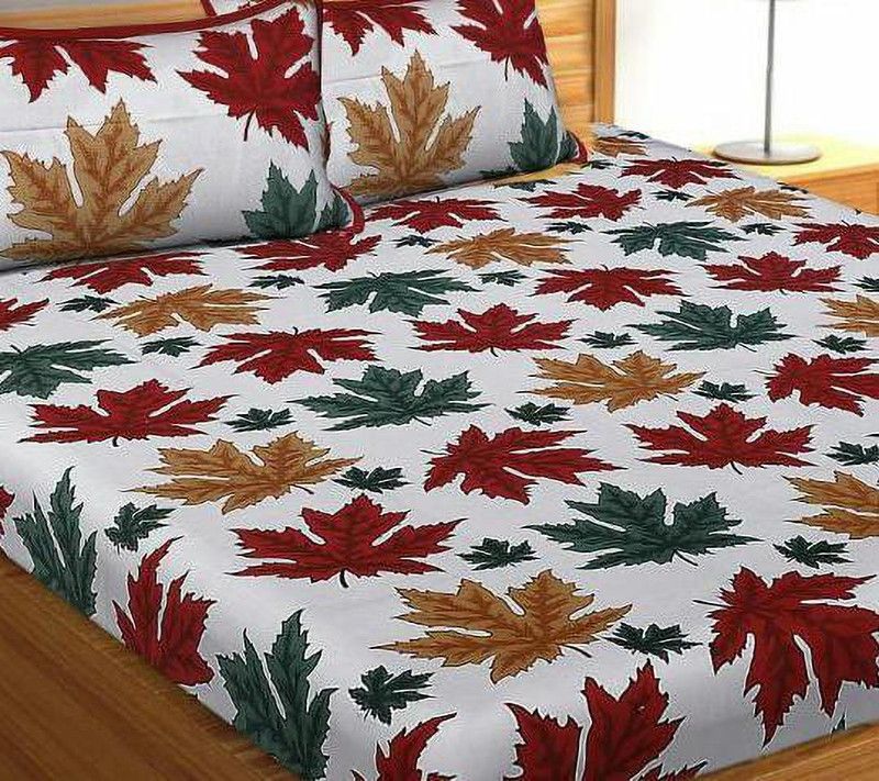 Unique Fashion 158 TC Cotton Double Printed Flat Bedsheet  (Pack of 1, multivolor)