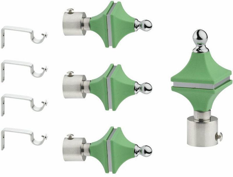 GRIVAN Silver, Green Rod Rail Bracket, Curtain Hooks, Curtain Knobs, Curtain Rods Metal  (Pack of 4)