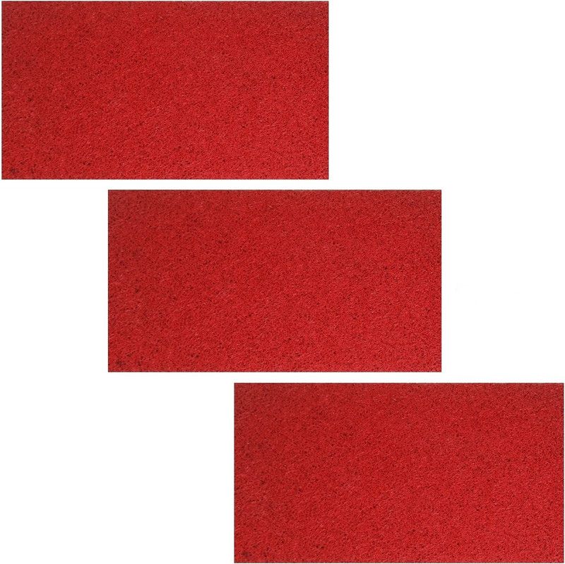 Viihaa PVC (Polyvinyl Chloride) Door Mat  (Red, Medium, Pack of 3)