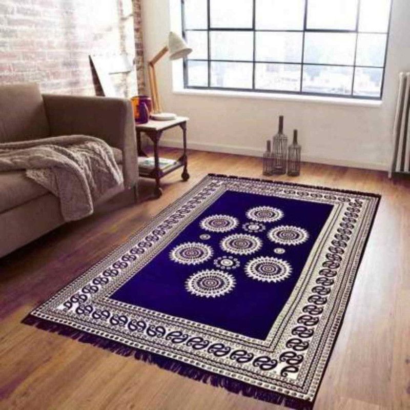 Sasta Sunder Tikau Blue Chenille Carpet  (152 cm, X 213 cm, Rectangle)