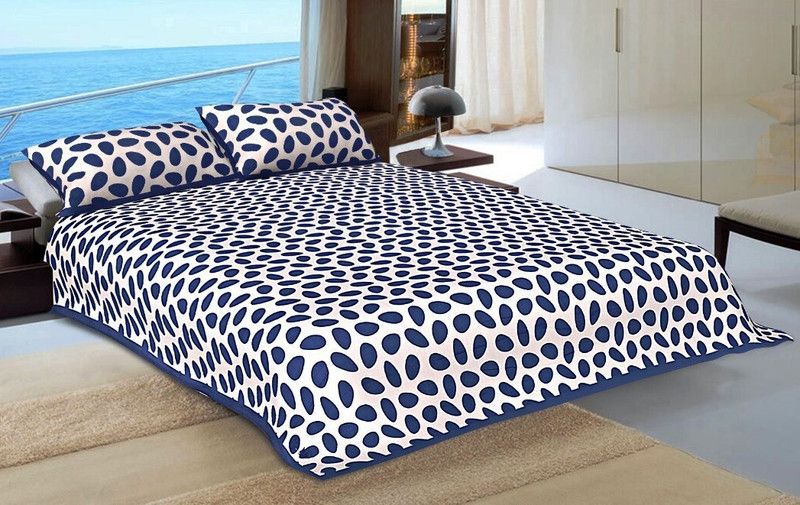 avtar 165 TC Cotton Queen Floral Flat Bedsheet  (Pack of 1, Blue)