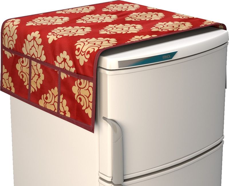 Goodrik Refrigerator Cover  (Width: 99 cm, Maroon)