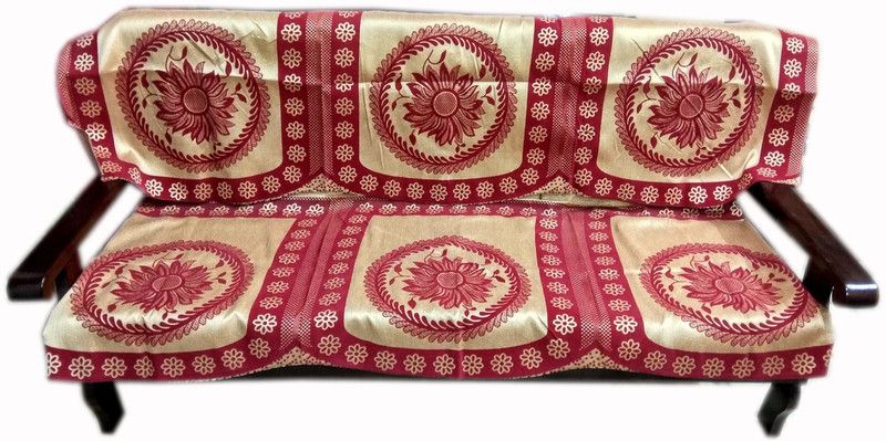 TF Furnishings Polycotton Floral Sofa Cover  (Maroon, Beige Pack of 2)