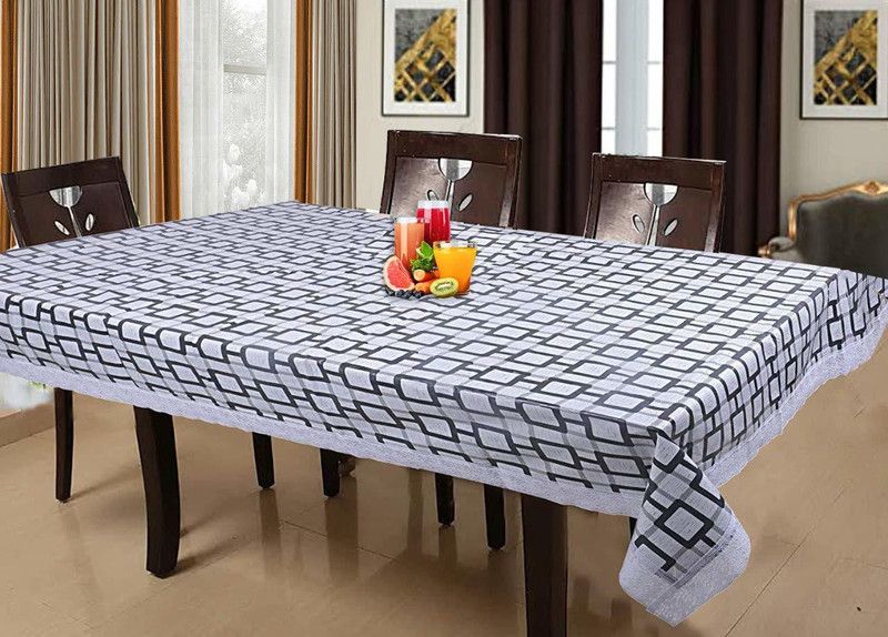Dasvilla Printed 6 Seater Table Cover  (Grey, PVC)