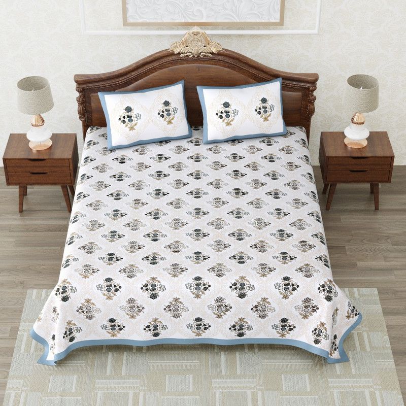 200 TC Cotton Double King Bedsheet  (Pack of 1, Design11)