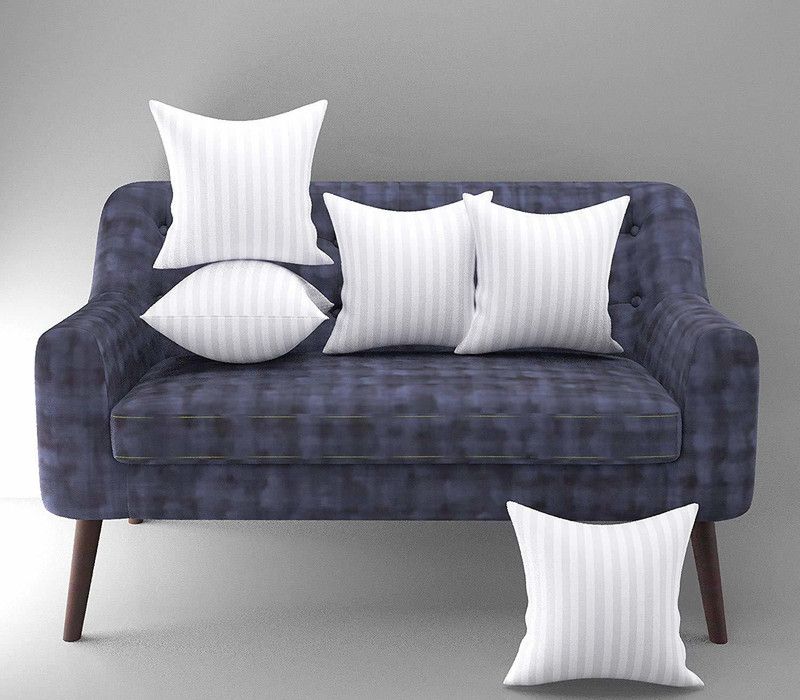 Rana Enterprises Microfibre Stripes Cushion Pack of 5  (White)