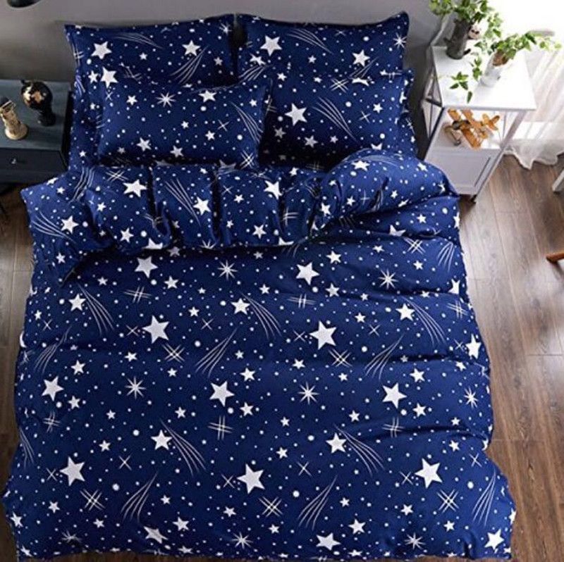 FFInternational 144 TC Polycotton Double 3D Printed Flat Bedsheet  (Pack of 1, Multicolor)