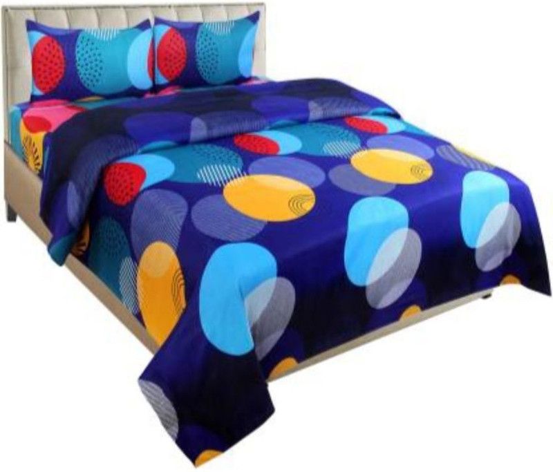 Twinkle Star's 160 TC Microfiber Double Geometric Flat Bedsheet  (Pack of 1, Multicolor)