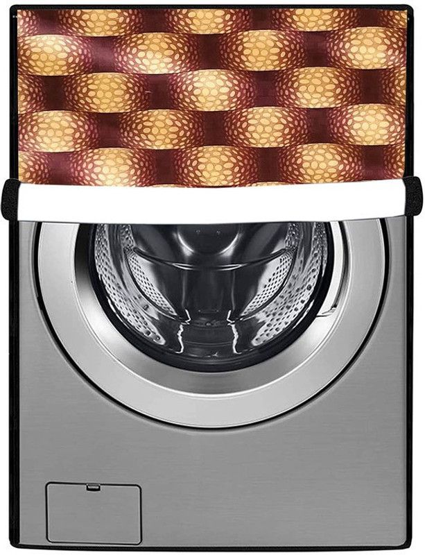 JM Homefurnishings Front Loading Washing Machine Cover  (Width: 61 cm, Brown, Yellow)