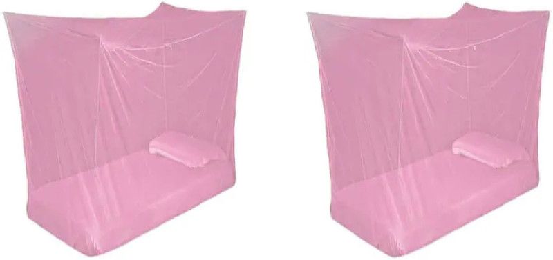 VIVAAN Nylon Adults Washable Single Bed Mosquito net to protect Various Insects Mosquito Net  (Pink, Bed Box)