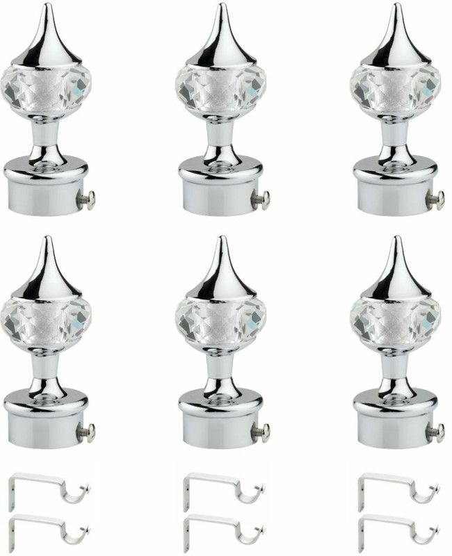 krina Silver Rod Rail Bracket, Curtain Knobs Metal  (Pack of 12)